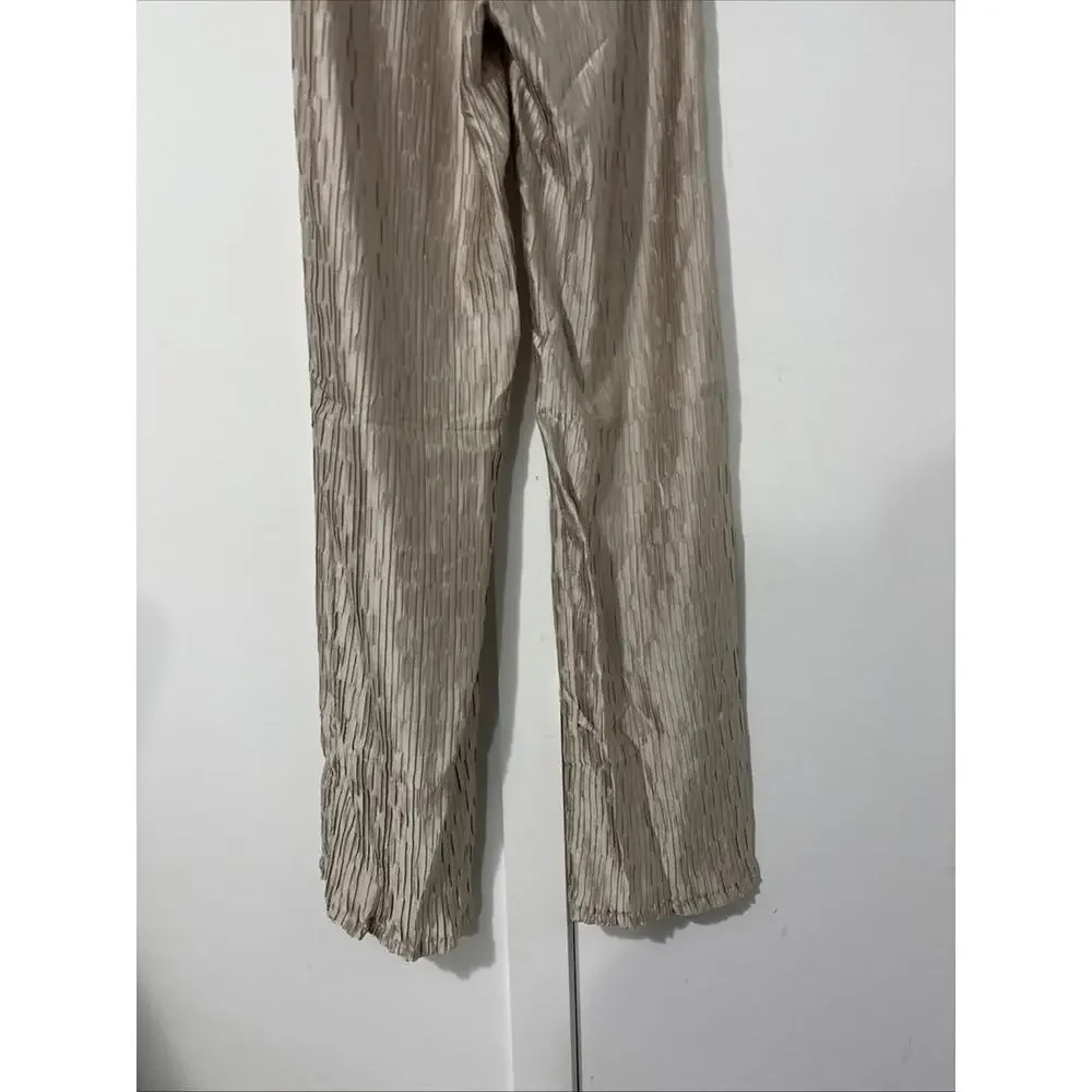 PrettyLittleThing Oatmeal High Waisted Pisse Wide Leg Pants - Size 4‎ Tall New